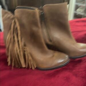 Steve Madden Fringe Detail Brown Ankle Boots